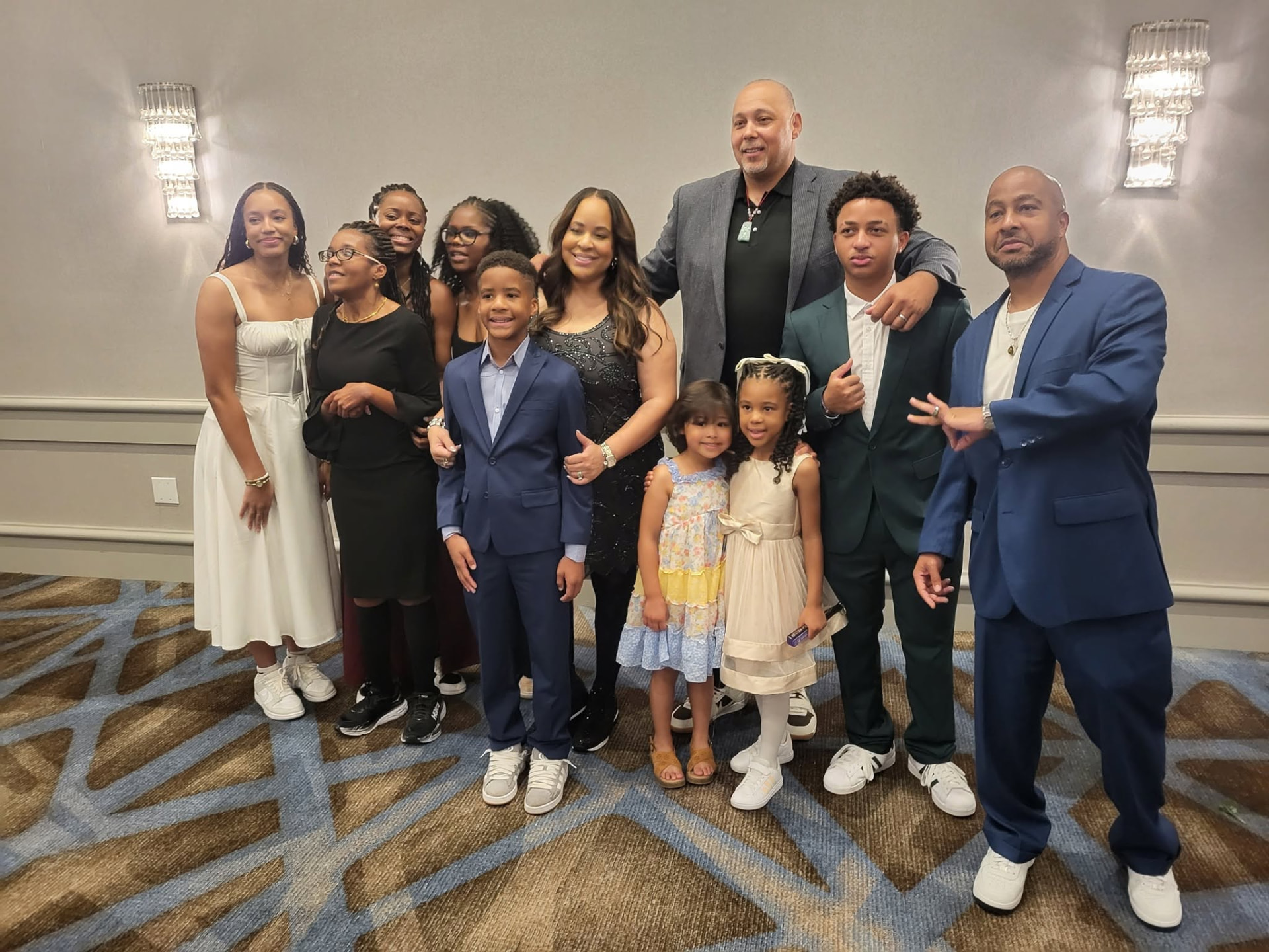 Spencer family members dressed up at the reunion banquet